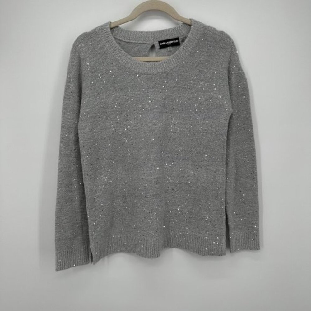 Karl Lagerfeld Sequined‎ Gray Sweater Size XXS